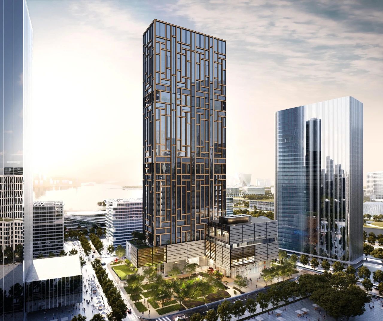 由中國建研院與gmp聯(lián)合設(shè)計(jì)的紫荊文化總部大廈開工奠基